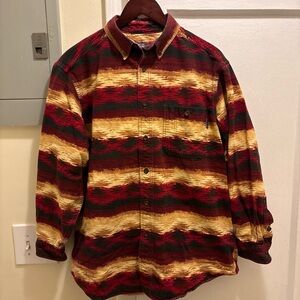 Men’s Woolrich western Navajo Red and Yellow Button-Up Shirt size Medium